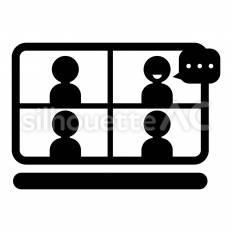 WEB会議　しゃべる web,画面,参加のシルエット素材