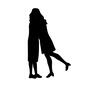 カップル 2人,全身,横向き,抱き合う,ハグ,スカート,同性,女性,同性カップル,女性同士のシルエット素材