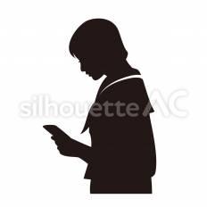 スマホチェック スマホ,立つ,操作のシルエット素材