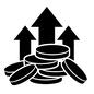 お金 お金 為替,相場,お金,コイン,硬貨,小銭,矢印,上向き,上昇,上がるのシルエット素材