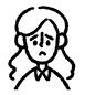 女性 女性 女性,女の人,陽半身,正面,困り顔,への字口,ロングヘアー,パーマヘアー,人,人物のシルエット素材