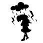 雷雨 雷雨,雷,雨,雷雲,雨雲,雲,稲妻,傘,人物,女性のシルエット素材