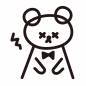 弱ったクマ クマ,弱る,腹痛,空腹,ダメ,動物,1匹,蝶ネクタイ,キャラクター,ハンドパペットのシルエット素材