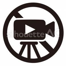 ビデオ撮影禁止 ビデオ,ビデオカメラ,三脚のシルエット素材
