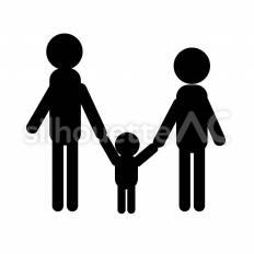 ３人家族　ピクトグラム 家族,父親,母親のシルエット素材