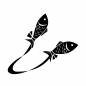 2匹の魚(うお座) 2匹の魚(うお座) 魚,2匹,生き物,リボン,紐,結ぶ,うお座,星座,2月,冬のシルエット素材
