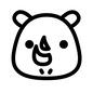 さい さい さい,サイ,角,正面,かわいい,癒し,デフォルメ,アップ,顔,動物のシルエット素材