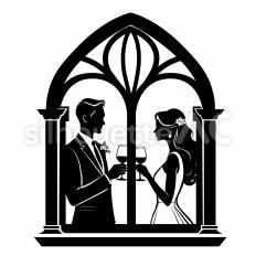 飾り窓 結婚,指輪,宝石のシルエット素材