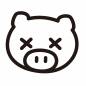 目がバツのブタ ブタ,疲れた,ダメ,バツ,顔,動物,韓国風,1匹,表情,かわいいのシルエット素材