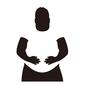 男性 男性 肥満,男性,男の人,上半身,正面,立つ,白Tシャツ,半袖Tシャツ,お腹に手,太鼓腹のシルエット素材