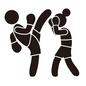 キックボクシング スポーツ,キックボクシング,構える,蹴り,かかと落とし,男性,女性,練習,全身,横向きのシルエット素材