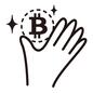 仮想通貨 仮想通貨 ビットコイン,手,キラキラ,片手,持つ,仮想通貨,仮想,通貨,仮想マネー,電子マネーのシルエット素材