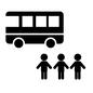 小学生 小学生 ピクトグラム,小学生,バス,スクールバス,バス乗り場,3人,通学,登校,下校,登下校のシルエット素材