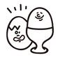 ゆで卵 ゆで卵 ゆで卵,ゆでたまご,エッグスタンド,割れる,ヒビ,2個,ぎざぎざ,顔,かわいい,簡単のシルエット素材