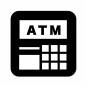 ATM atm,画面,表示,操作盤,ボタン,カード,投入口,紙幣,現金,枠のシルエット素材