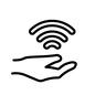 ウェブアイコン ウェブアイコン リモートワーク,テレワーク,在宅勤務,ポケットWi-Fi,Wi-Fi,無線,電波,手,片手,手のひらのシルエット素材