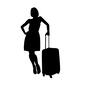 トラベル トラベル 人物,女性,全身,待つ,旅,旅行,トラベル,キャリー,キャリーバッグ,バッグのシルエット素材