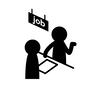 仕事探し 仕事探し ビジネス,職探し,仕事探し,職安,就職課,人,人物,ピクトグラム,職員,就職活動のシルエット素材