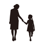 手をつないで歩く母と娘 母の日,母,娘,親子,並ぶ,歩く,手,つなぐ,お出かけ,散歩のシルエット素材