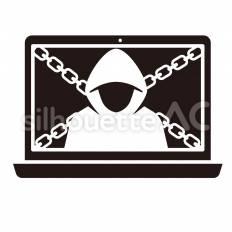 デジタル　ランサムウェア ランサムウェア,フード,鎖のシルエット素材