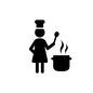 女性料理人 女性料理人 料理人,シェフ,コック,料理,鍋,調理,人物,女性,女,ピクトグラムのシルエット素材