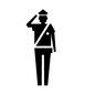 警察 警察官,警察,ポリス,警官,人物,全身,正面,お巡りさん,制服,敬礼のシルエット素材
