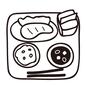 給食 給食 給食,昼食,トレー,箸,食器,紙パック,牛乳,ご飯,おかず,ごはんのシルエット素材
