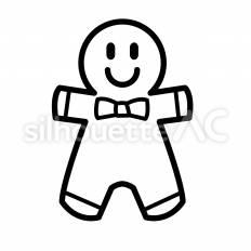 ジンジャーマンクッキー　白抜き ジンジャーマン,クッキー,リボンのシルエット素材