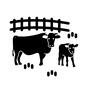 牧場 生き物,牛,子牛,牧草,動物,酪農,放牧,牧場,牧畜,柵のシルエット素材
