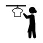 洗濯 洗濯 家事,洗濯物,洗濯,人物,人,ピクトグラム,干す,物干し,Tシャツ,物干し竿のシルエット素材