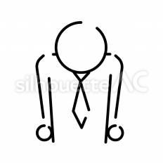 お辞儀をする　男性　上半身 ピクトグラム,ピクトサイン,アイコンのシルエット素材