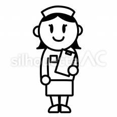 医療従事者女性 従事者,制服,名札のシルエット素材