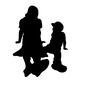 親子 親子 見つめ合う,座る,母子,母親,女性,子供,大人,ファミリー,家族,親子のシルエット素材