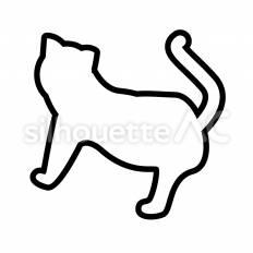 猫　白抜き 猫,立つ,歩くのシルエット素材