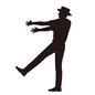 踊る 踊る 踊る,全身,ダンサー,帽子,ハット,男性,横向き,両手を伸ばす,片足を上げる,ユニークのシルエット素材