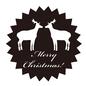 クリスマスラベル トナカイ,メリークリスマス,2頭,向かい合う,動物,筆記体,クリスマス,クリスマスイヴ,12月,冬のシルエット素材
