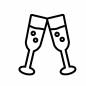 シャンパン　乾杯 シャンパン,グラス,酒,飲料,祝杯,乾杯,祝い,会食,シンプル,おしゃれのシルエット素材