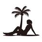 日光浴 日光浴,海水浴,ヤシ,女性,ビーチ,南国,海,浜辺,バカンス,バケーションのシルエット素材