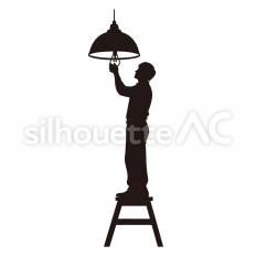 電球の交換 電球,交換,照明のシルエット素材