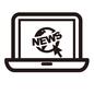 ニュース ニュース,パソコン,ノートパソコン,通信,インターネット,ウェブ,ネットニュース,ネット配信,矢印,ポインターのシルエット素材