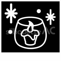 キャンドル キャンドル,炎,ガラス容器のシルエット素材