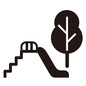 公園の滑り台 公園,パーク,滑り台,レジャー,遊具,木,子育て,育児,地図記号,地図のシルエット素材