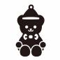 クリスマス（三角帽子をかぶったクマ黒） クリスマス,プレゼント,クマ,ぬいぐるみ,黒,三角帽子,蝶ネクタイ,リボン,おもちゃ,動物のシルエット素材