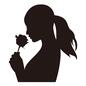 女性 女性 女性,人,人物,横向き,横顔,バラの花,一輪,匂い,まとめ髪,美人のシルエット素材