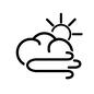 晴れ時々曇りと風 晴れ時々曇りと風 天気予報,天気,予報,天気マーク,晴れ時々曇り,風,吹く,そよ風,強風,台風のシルエット素材