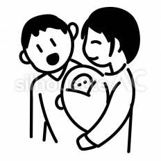 ３人家族 家族,父親,母親のシルエット素材