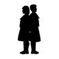 カップル カップル セーラー服,制服,女子学生,女の子,2人,背中合わせ,全身,横向き,くっつく,背比べのシルエット素材