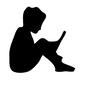 読書する人 読書する人 横向き,男の子,子ども,子供,座る,人物,読書,本を読む,読む,本のシルエット素材