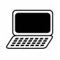 ノートPC　白抜き ノート,pc,パソコン,端末,画面,キーボード,白抜き,作業,入力,機械のシルエット素材