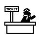 チケットカウンター チケットカウンター チケットカウンター,カウンター,窓口,搭乗手続き,グランドスタッフ,人物,人,ピクトグラム,1人,女性のシルエット素材